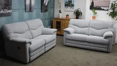 G Plan Stratford Static 2 & Electric 2 Seater Sofas In Harbour Slate Fabric • £1799