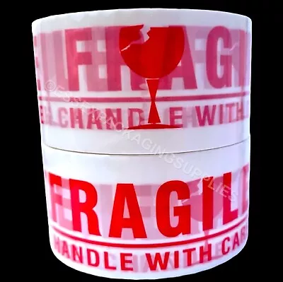 Fragile Shipping Packaging Tape HANDLE WITH CARE 50mm X 66m Parcel Sellotape • £5.89