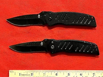 2 GERBER SWAGGER Pocket Knife W/Frame Lock G10 Handles Drop Pt Serrated Blade • $4.95