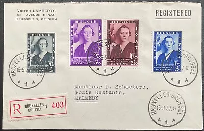 1937 Belgium #B697-8#B199b FDC Brussel Reg On Cover To Malmedy  *d • $33