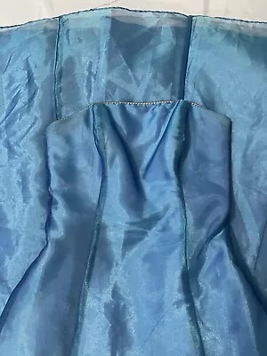 Vintage 2000s Y2k Fairy Mermaid Blue Metallic Beaded Formal Prom Gown With Shawl • $55