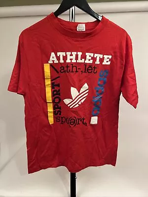 Adidas Trefoil Vintage T-shirt Single Stitch L USA Made Athlete Sport Spell Out • $19.99