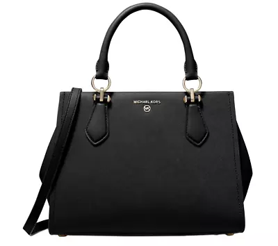 Michael Kors Marilyn Medium Leather Satchel  BLACK • $268