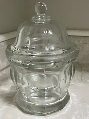 Vtg Indiana Glass 8” Thick Heavy Candy Jar & Lid Apothecary Panel • $19.99