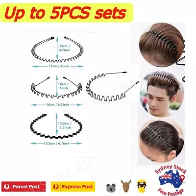 Black Metal Sport Hairband Headband Wave Style Hair Band For Unisex Men Women AU • $3.98