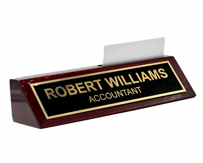 Piano FInished Rosewood Desk Name Plate With Card Holder • $26.99