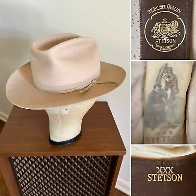 Vintage 1950s STETSON 3x BEAVER 7 1/8 Cowboy Western Hat 50s Fedora • $195.80
