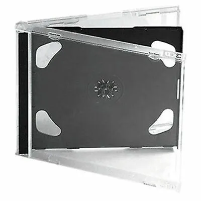 1 X Double Plastic CD 10.4mm Jewel Case  2 Way Clear Black Tray • £2.69