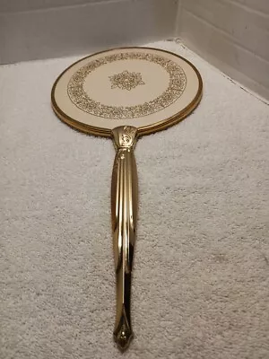 Vintage Matson Roses Gold Gilt Floral Hand Mirror Vanity Dresser • $8.50