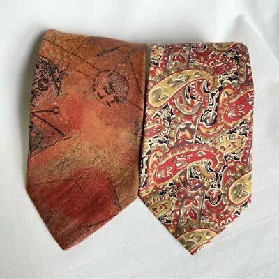 Vintage Structure Cotton Paisley & Primitive Ties Lot Of Two Neckties • $40