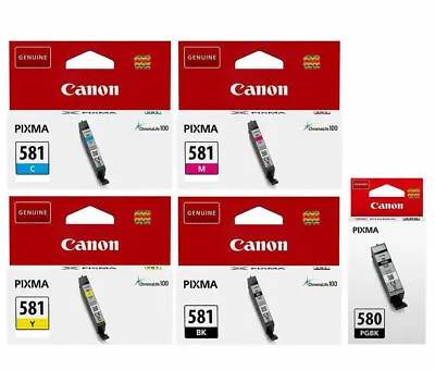 Genuine Canon PGI580-Black / CLI581-CMYK Inks For Pixma TS705 TS6250 TS6251 • £15.99