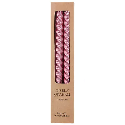 Metallic Pink Twist Taper Candles | 25cm | Box Of 2 | Gisela Graham • £2.68