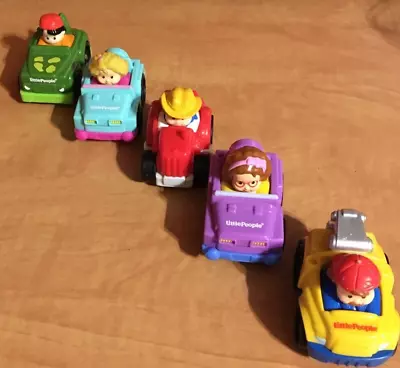 Lot Of 5  Little People Fisher Price Wheelies Race Car Vehicles Tractor • $7