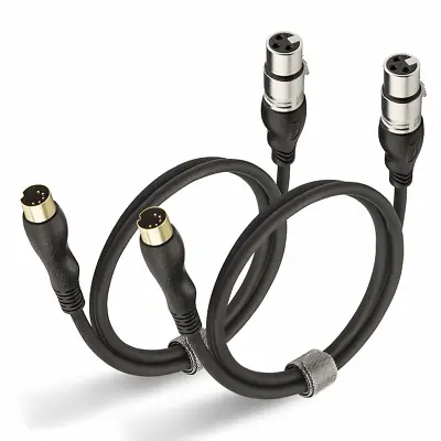 EBXYA MIDI 5-Pin Male To XLR 3-Pin Female Adapter Cable 3 Feet 2 Packs - Profess • $22.04