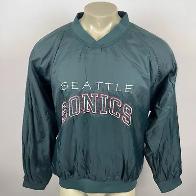 Seattle Sonics Jacket Windbreaker Supersonics Logo 7 Coat Vtg 90s NBA Mens XL • $59.99