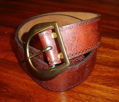 Vintage Leather Belt/Hand Tooled/ 1970’s/USA • $10.99