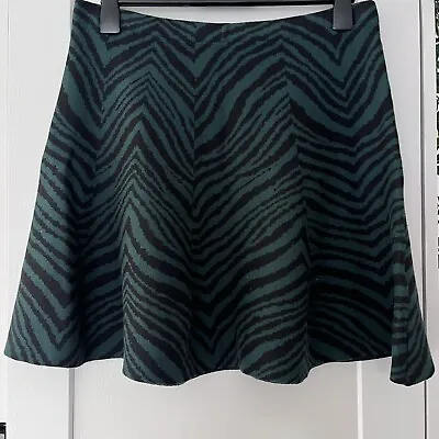 OASIS Zebra Print A-line Knitted Skirt Size L UK 16  Green Black Knee Length BN • £9