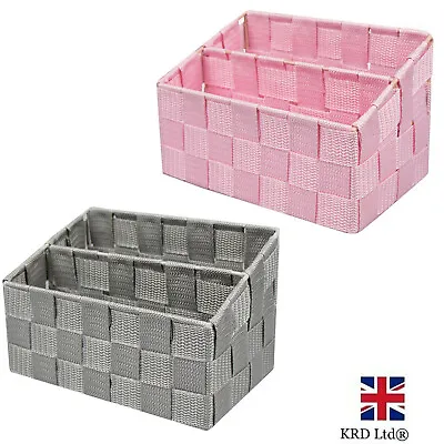 £6.98 • Buy 2 Tier Woven Storage Basket Holder Shelf Box Kitchen Room Organizer Home Decor 