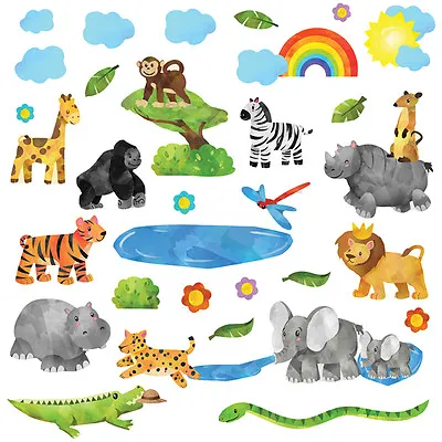 £13.94 • Buy Kids Childrens Cute Jungle Safari Animal Wall Stickers, WaterCSafari SAFR.1