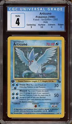 Pokemon Articuno Fossil 1st Edition Holo Rare #2 CGC 4 • $7.50