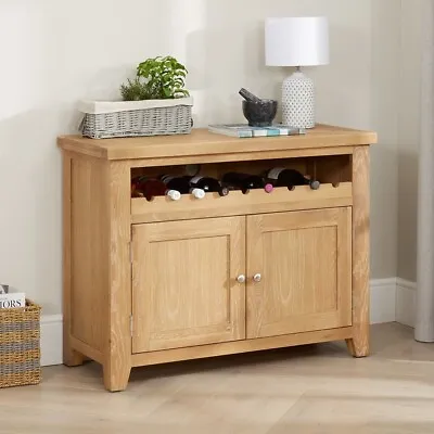 Cheshire Limed Oak Medium Sideboard With Wine Rack- Kitchen Storage - LR72-WR • £399