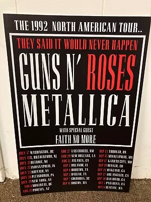 Guns N' Roses Metallica Faith No More 1992 Tour Cardstock Concert Poster 12x18 • $9.99