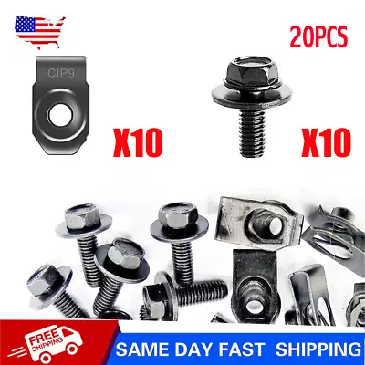 NEW Body Bolts & U-nut Clips- 1/4-20 X 1  Long- 7/16  Hex- 20 Pcs 10 Ea • $10.22