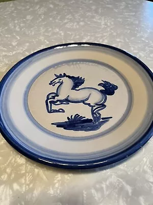 Vintage M. A. Hadley Pottery Blue Horse Large Dinner Plate 11” • $24.95