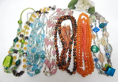 Multicolor Art Glass Bead Necklace Lot - Vintage To Now Jewelry • $9.99