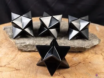 Black OBSIDIAN Crystal Merkaba Star Sacred Geometry Metaphysical Stones E2150 • $12.50