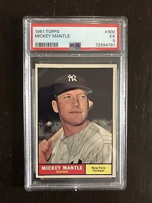 1961 Topps #300 Mickey Mantle PSA 5 EX New York Yankees • $550