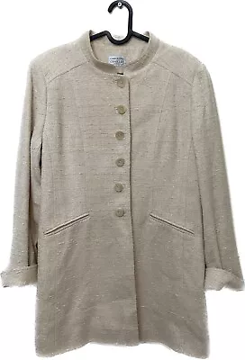 Caroline Charles Mother Of The Bride Jacket Pink Ivory Boucle Button Size 14 • £65