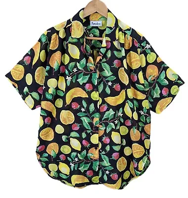 £18.95 • Buy 80s 90s Oversized Over Shirt Blouse Fruit Print Tropical S M L Summer 