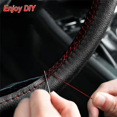 15'' 38cm Genuine Leather Red Version Car Steering Wheel Cover DIY Hand Sewing • $10.99