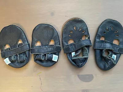 Dotty Fish 6-12 12-18 Months Black Leather Baby Shoes Bundle Pram Slippers • £2