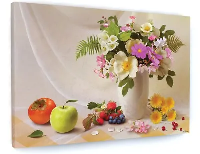 Kitchen Cafe Fruit & Flowers Canvas Picture Print Wall Art  • £29.95