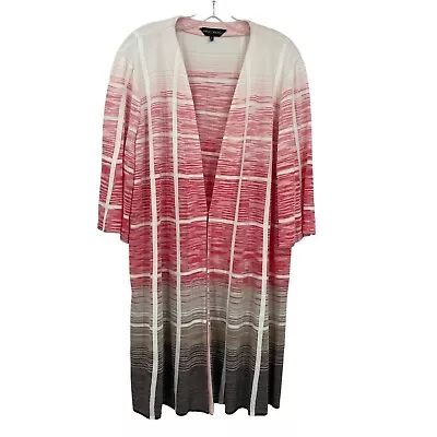 Ming Wang Slinky Knit Cardigan Long Line Ombre Women's XL Pink Black Travel • $40