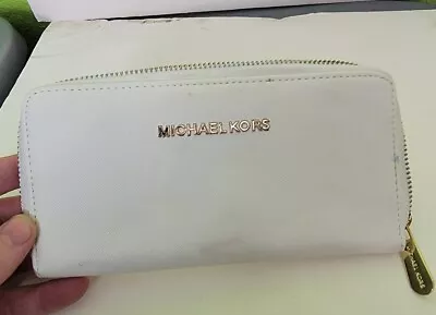 Michael Kors Leather Zip Around Full Size Wallet White • $27.77