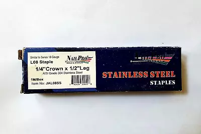 L08SS 1/2  Leg X 1/4  Stainless Steel Narrow Crown Staples 1000 Count • $27.44