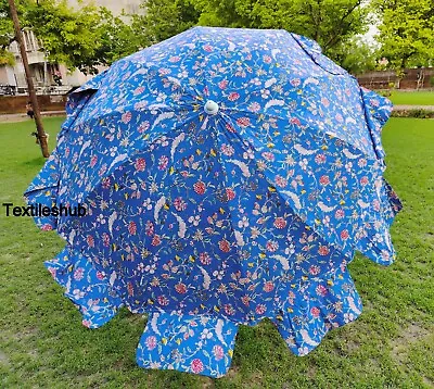 $201.84 • Buy Indian Blue Floral Umbrella Beach Sun Shade Outdoor Parasol Designer Umbrella AU