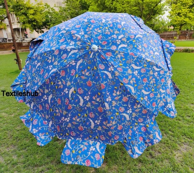 $201.84 • Buy Indian Blue Floral Umbrella Beach Sun Shade Outdoor Parasol Designer Umbrella AU