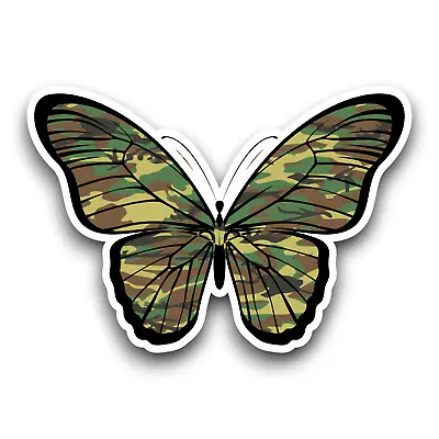 Pretty Butterfly With Green Army Camo Camouflage Vinyl Sticker Decal 128x88mm • £2.59