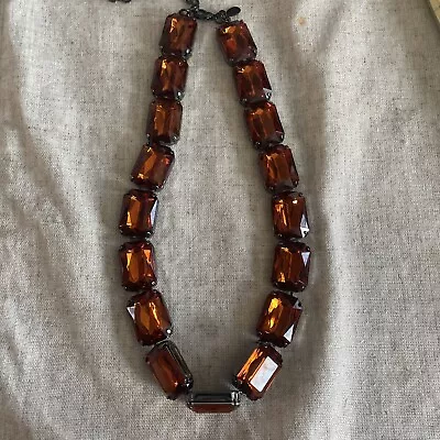 $8.57 • Buy Joan Rivers Large Orange Gemstone 18” Necklace With Lobster Clasp 7318