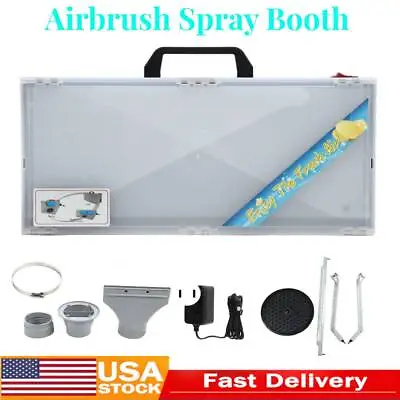 Airbrush Portable Hobby Paint Spray Booth Kit Dual Fans Lights Filter Hose US • $98.79