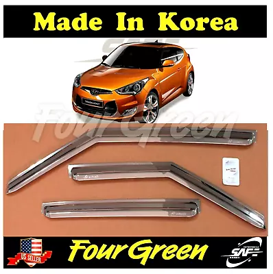 Chrome Window Sun Vent Visor Rain Deflector Guard Hyundai 2011-2017 Veloster • $15.01