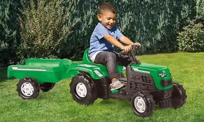 Dolu Ranchero Pedal Tractor With Trailer Children's Fun Outdoor Garden Ride On • £72.49