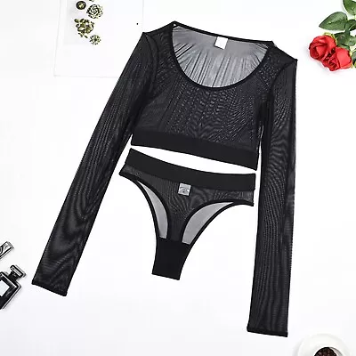 Sexy Woman Lingerie Corset Women's Sexy Mesh Long Sleeved Sexy Underwear Set • $37.59