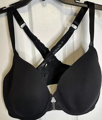 Cacique Lightly Lined T-Shirt Bra 42D 42 D Black Front Close • $17.99