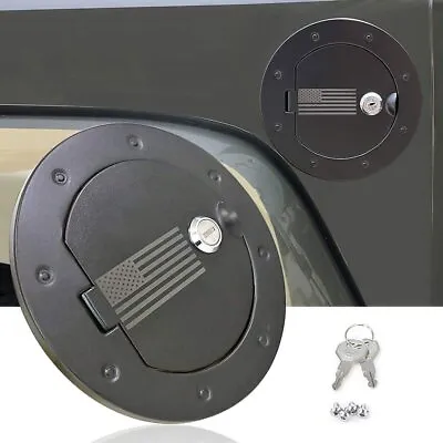 Aluminium Locking Fuel Filler Door Gas Tank Cap Cover For 07-17 Jeep Wrangler JK • $20.45