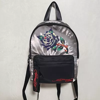 Ed Hardy Tie Dye Rose Print Nylon Unisex Everyday Mini Backpack • $37.99